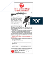 Notice To Owners of Ruger M-77 Bolt Action Rifles: STURM, RUGER & Company, Inc