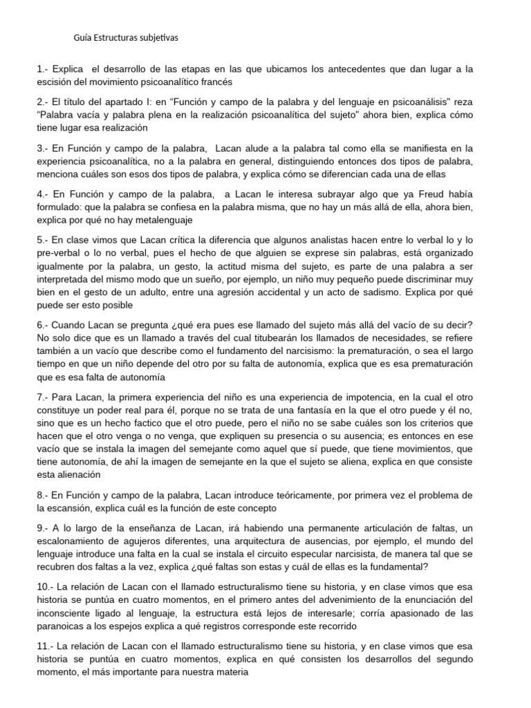 8 Estructuras Subjetivas | PDF