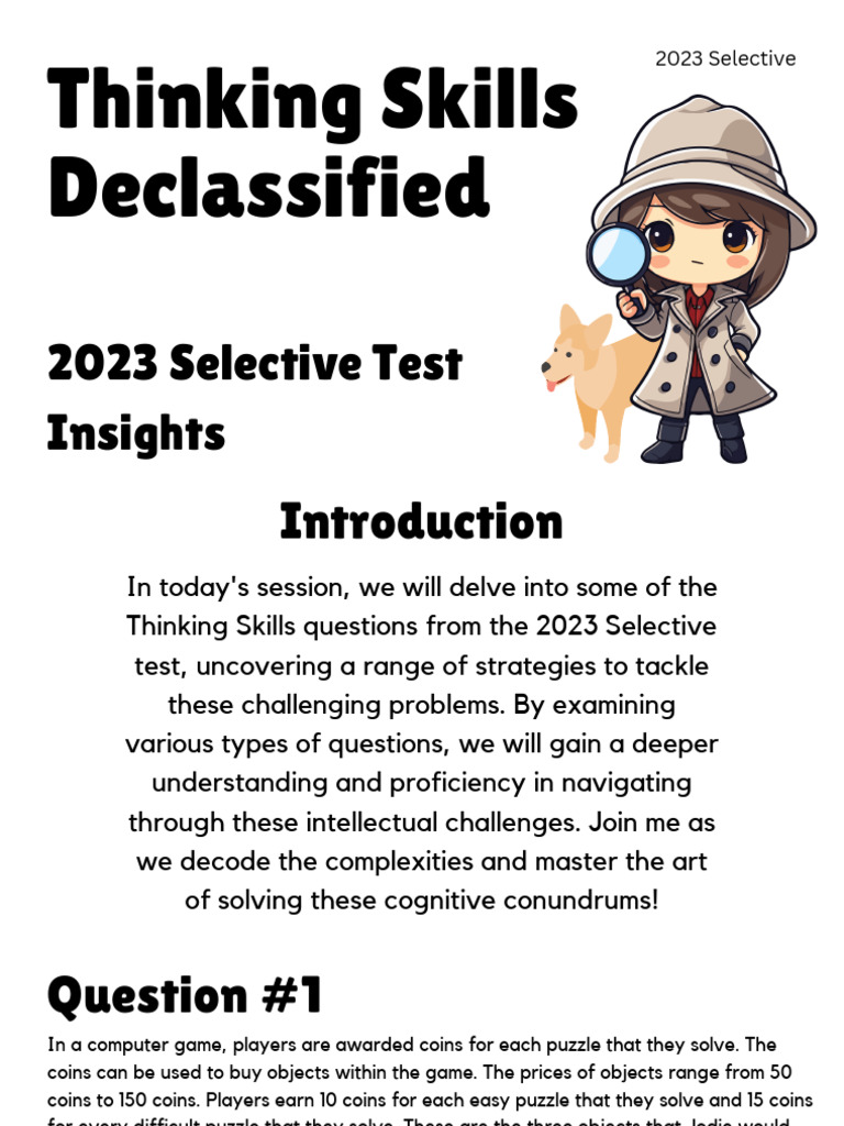 2023 Selective Thinking Skills Unlocked Insights Strategies Pdf
