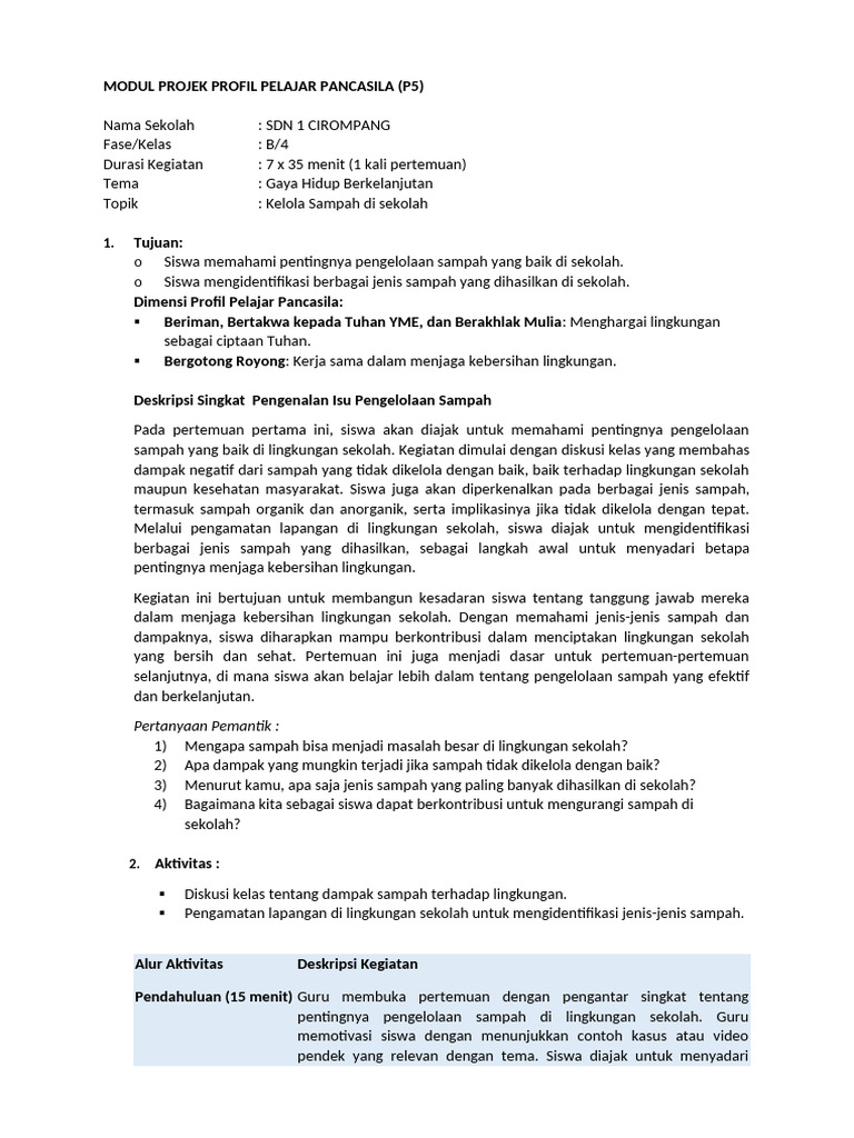Modul Projek Profil Pelajar Pancasila | PDF