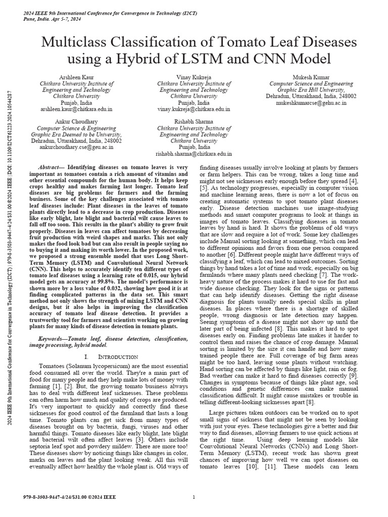 2multiclass Classification of Tomato Leaf Diseases Using A Hybrid of ...
