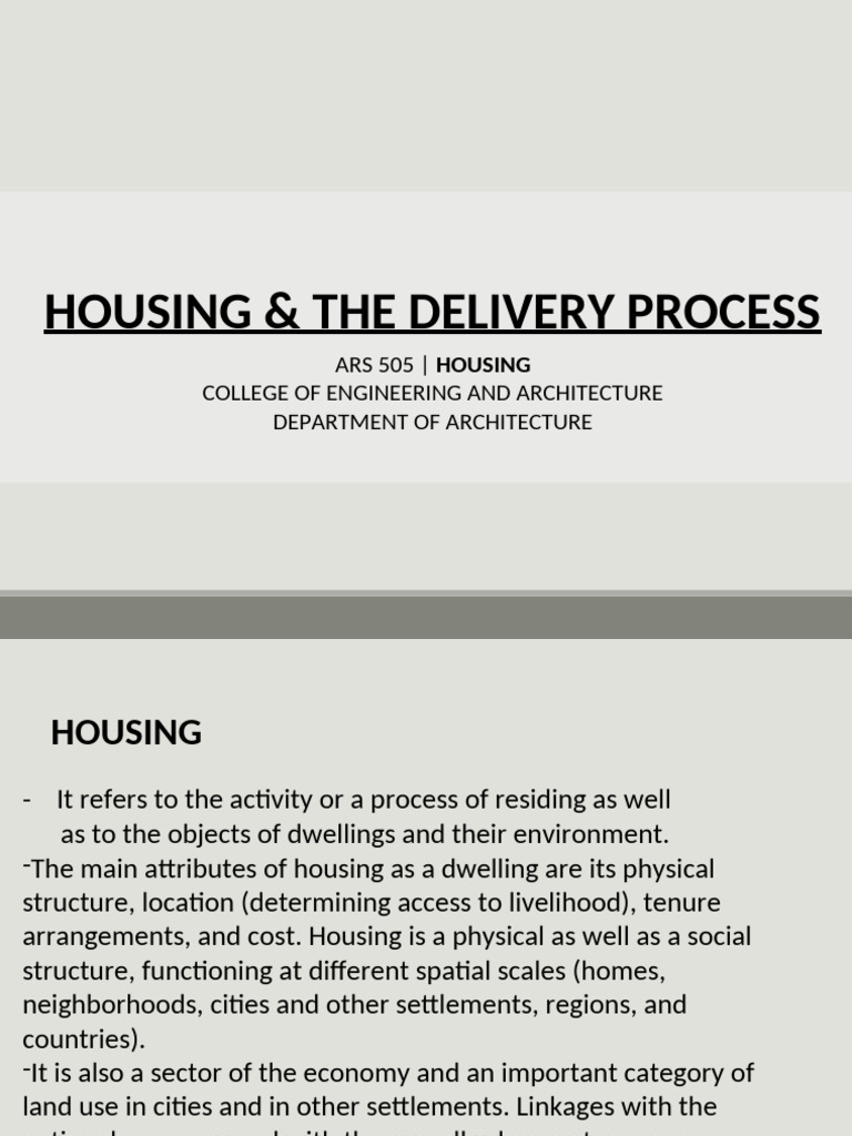 Module 1.1 A Housing Delivery Process | PDF