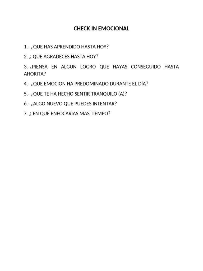 Check in Emocional | PDF