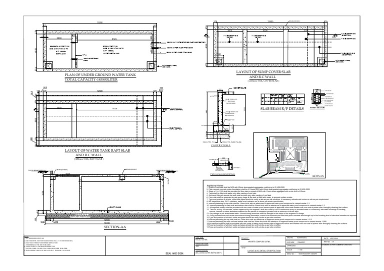 Underground Water Tank Design Details | PDF | Concrete | Mortar (Masonry)