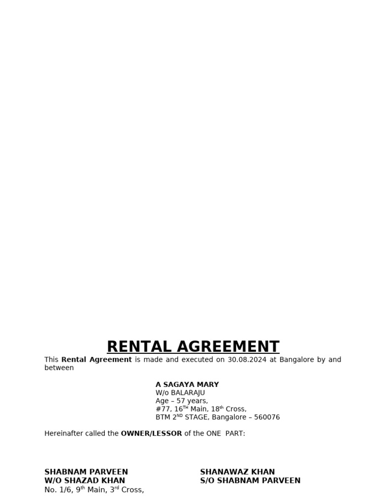 Rental Document | PDF