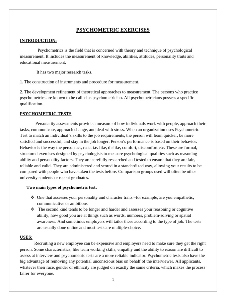 Psychometric Assessment Overview | PDF | Psychometrics | Career & Growth