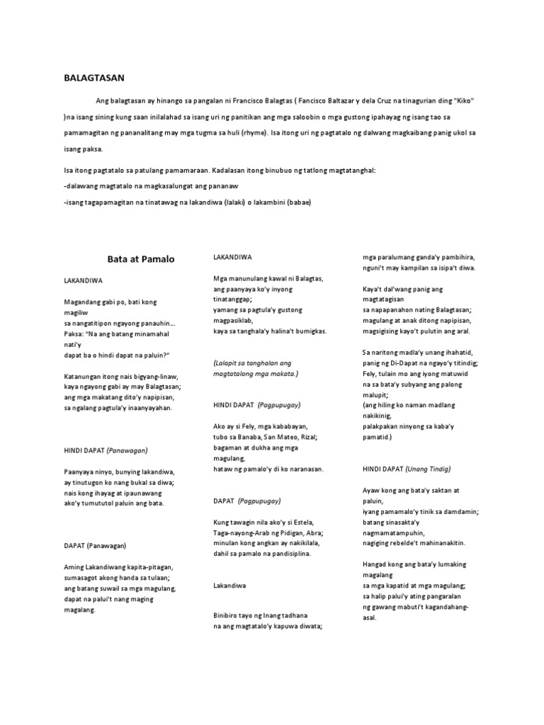 Balagtasan | PDF