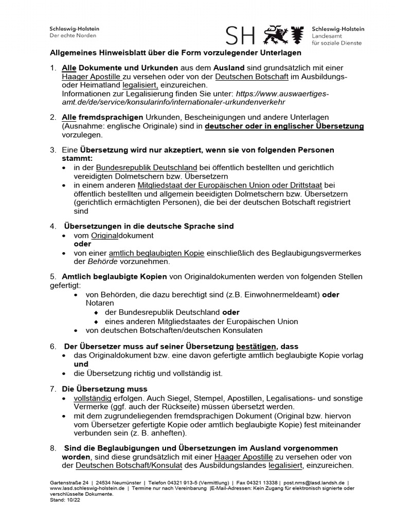 00 Allg Hinweisblatt Ueber Form Der Unterlagen | PDF