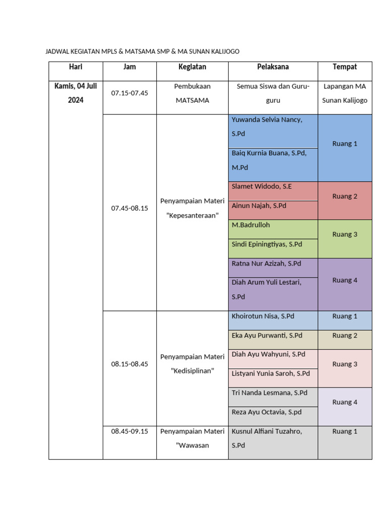 Jadwal Kegiatan Mpls Pdf