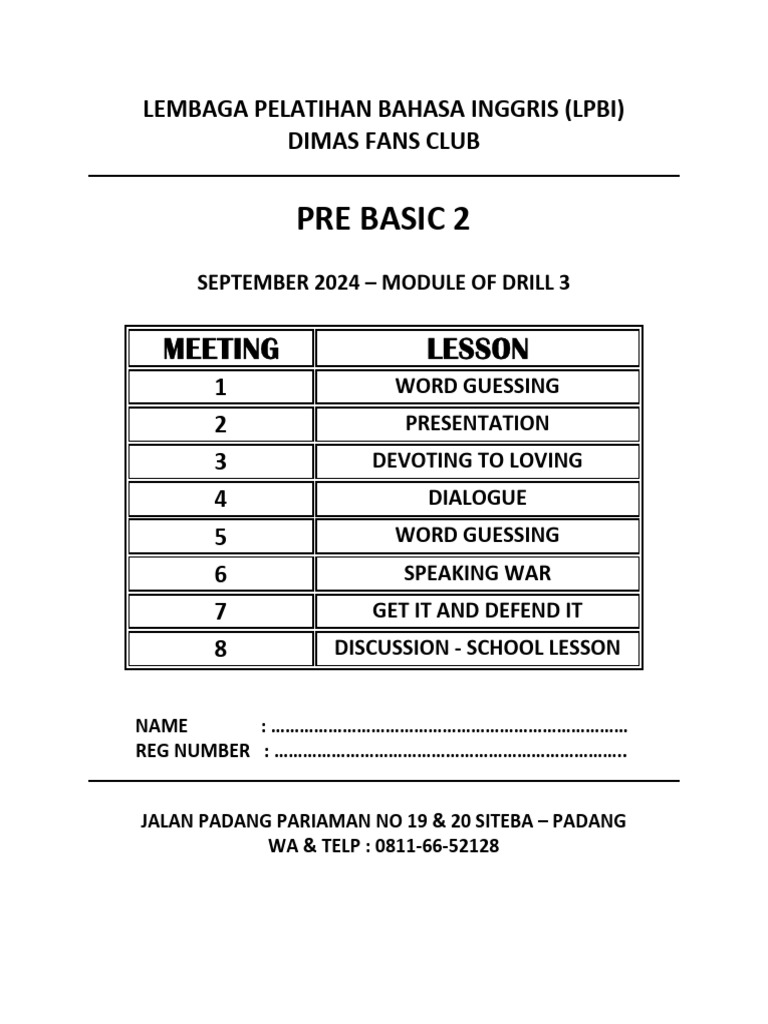 Pre Basic 2: Meeting Lesson | PDF
