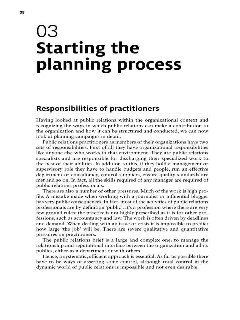Planning and Managing Public Relations Campaigns A... - (03 Starting ...