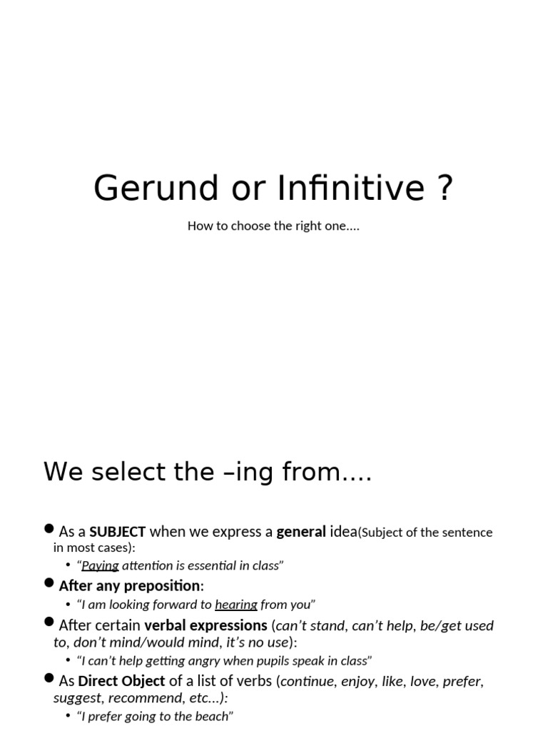 Gerunds and Infinitives Grammar | PDF