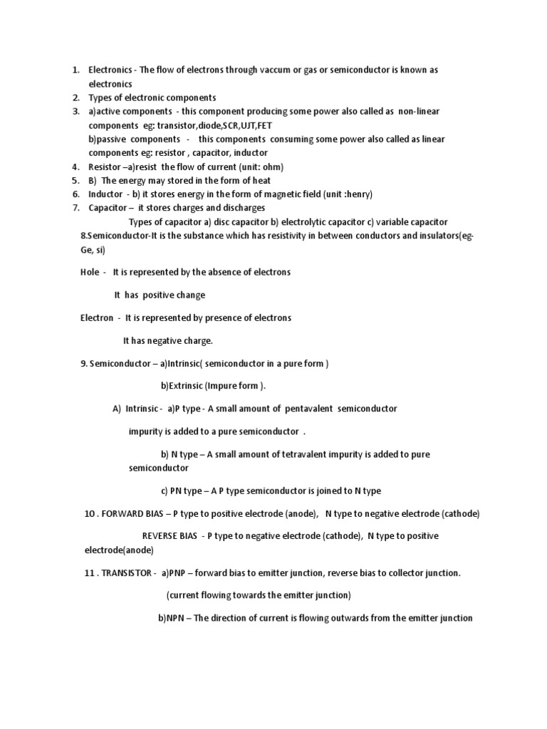 Electronics Viva Questions PDF Rectifier Semiconductors
