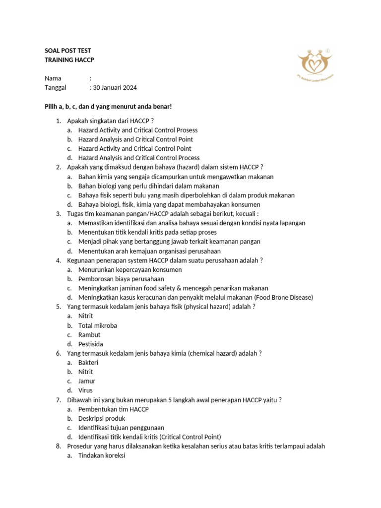 Soal Post Test | PDF