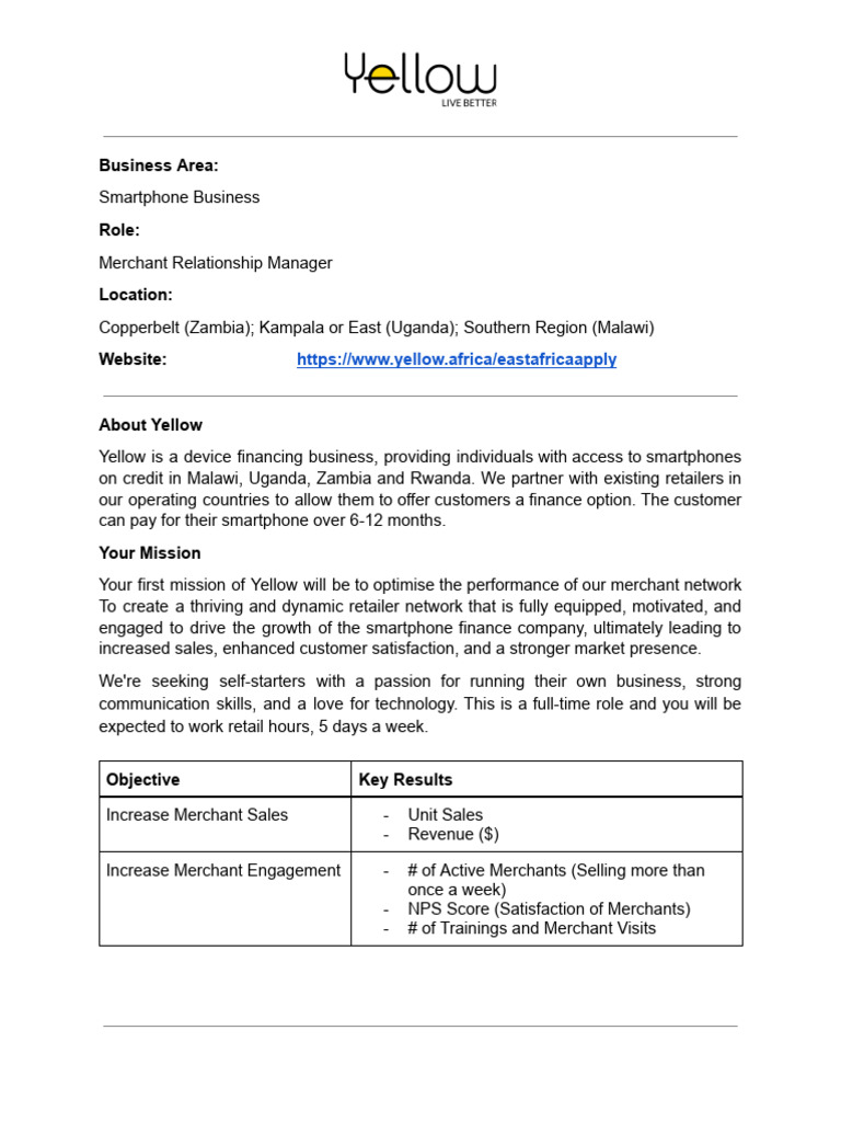 Yellow Job Scorecard - MRM Role | PDF