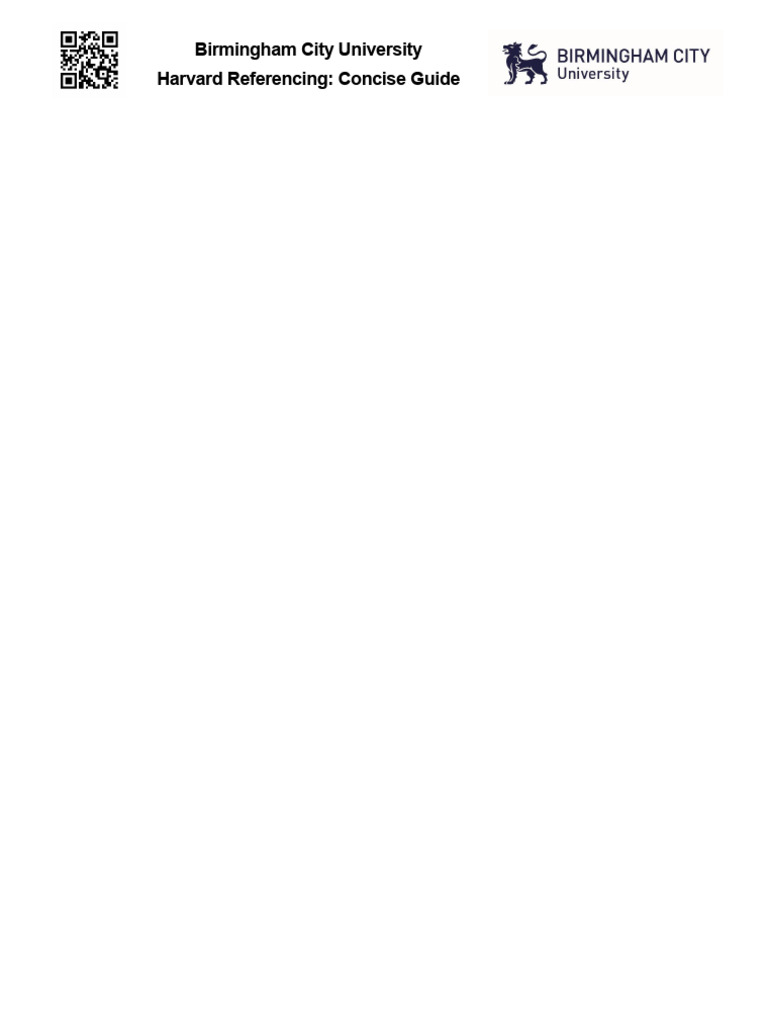 BCU Harvard Referencing Concise Guide | PDF
