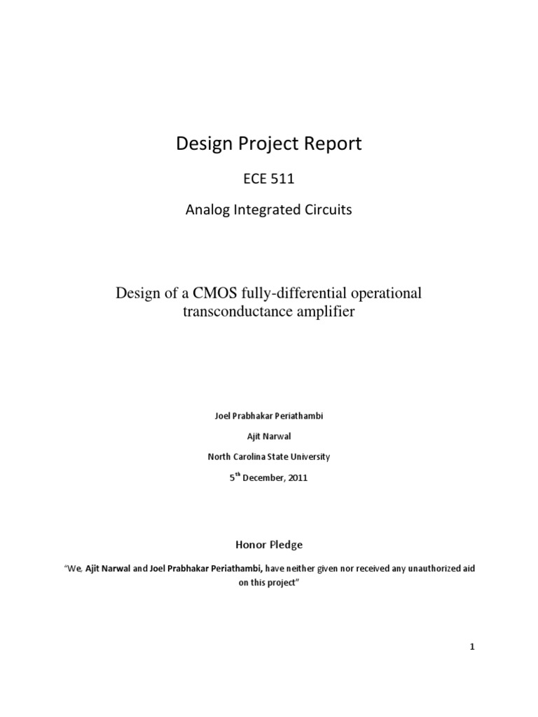 Fully Differential CMOS Voltage Amplifier | PDF | Amplifier