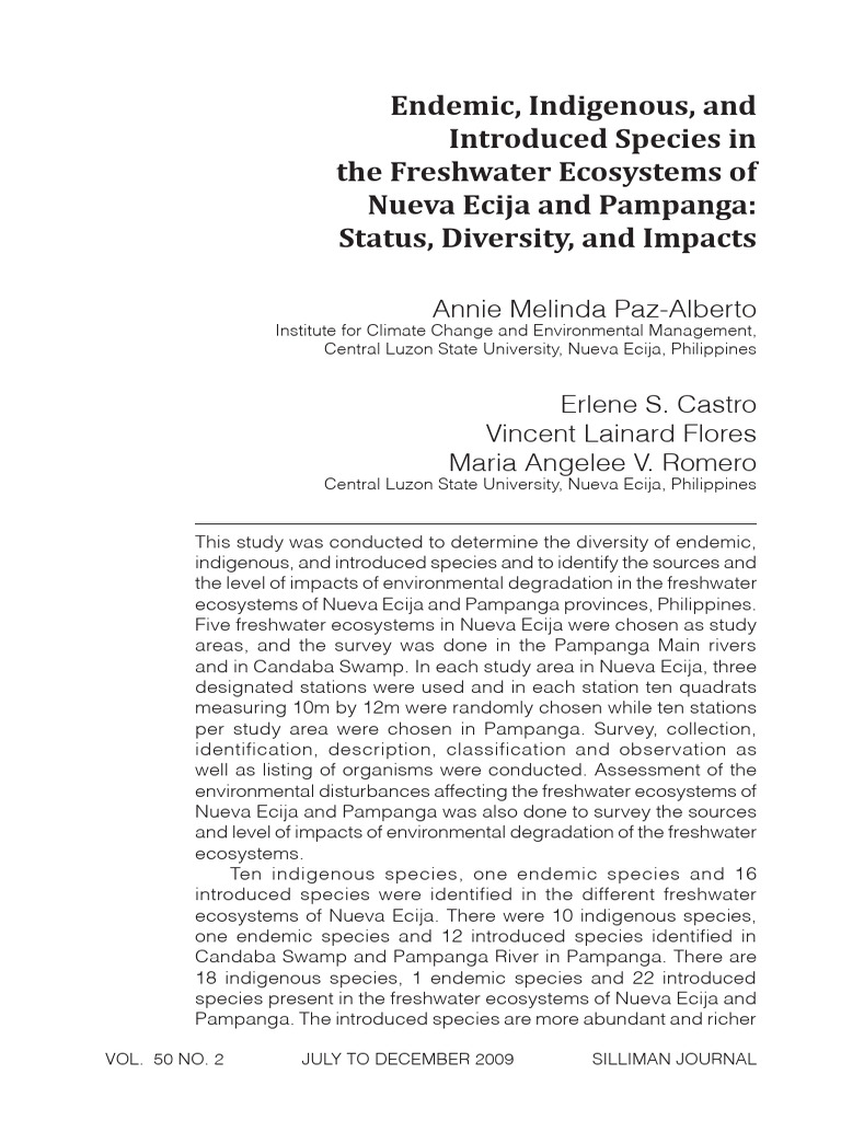 Endemic+Indigenous+and+Introduced+Species+in+the+Freshwater+Ecosystems