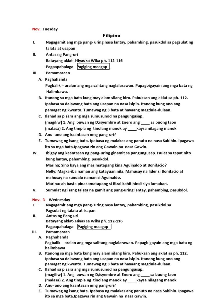 Lesson Plan Filipino  PDF