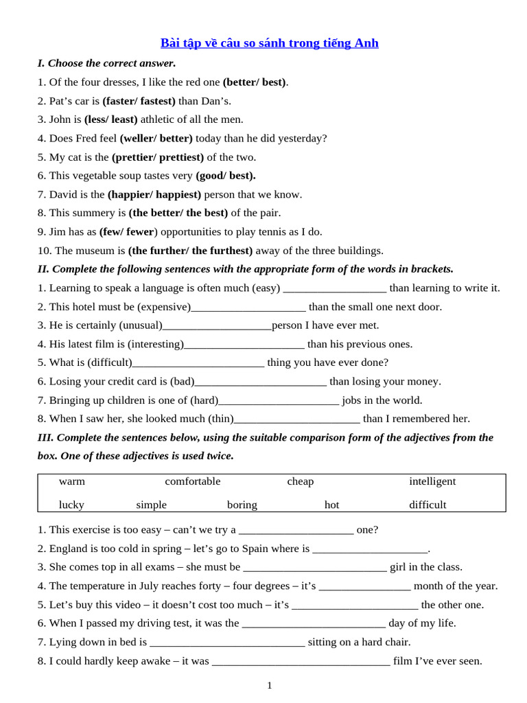 Bai tap ve so sanh trong tieng anh pdf