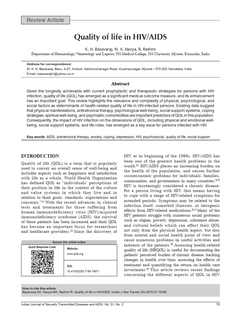 Quality of Life in HIV/AIDS: Review Article | PDF