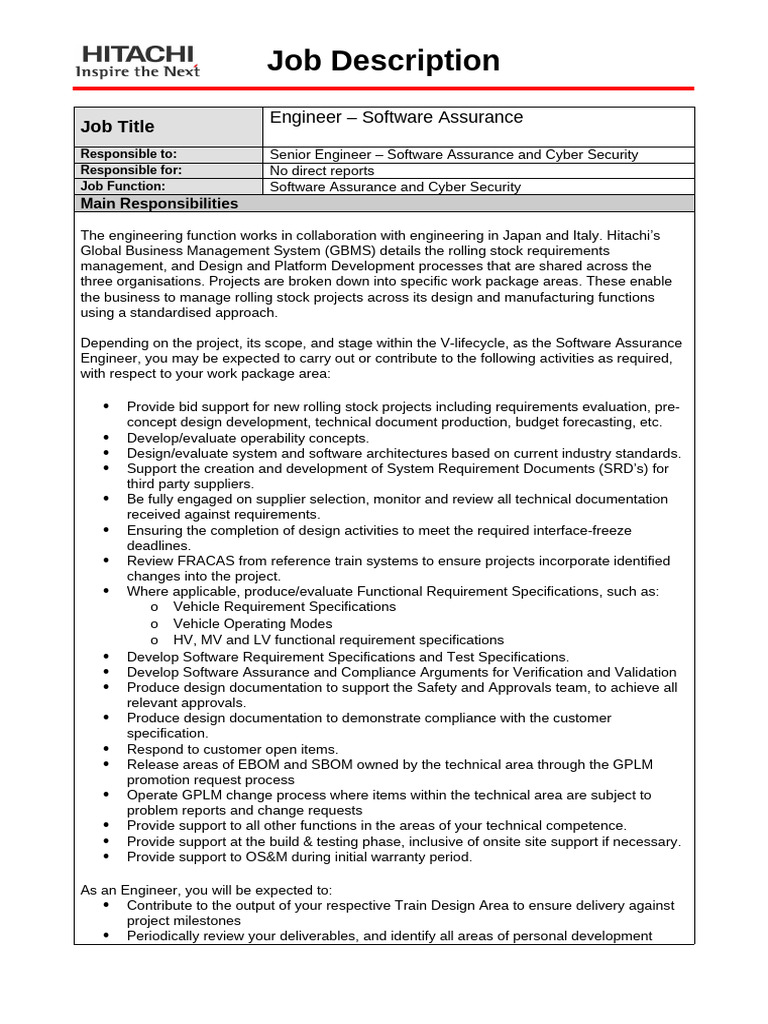 Engineer - Software Assurance | PDF | Specification (Technical Standard ...