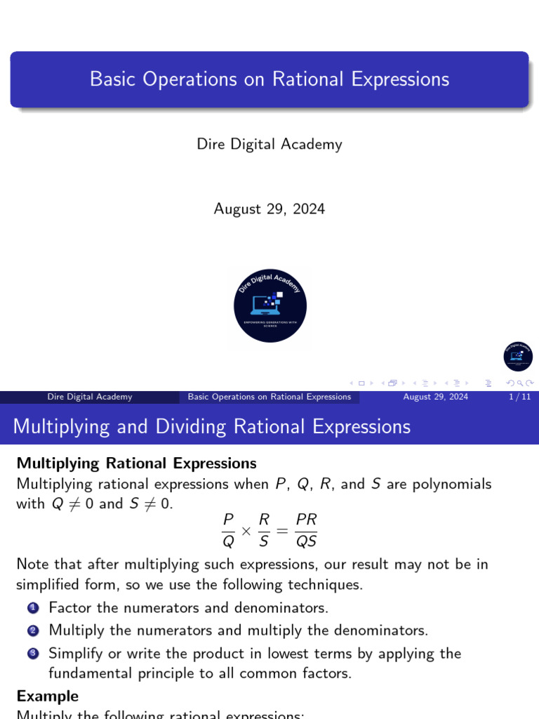 Operations on Rational Expressions Guide | PDF | Factorization ...