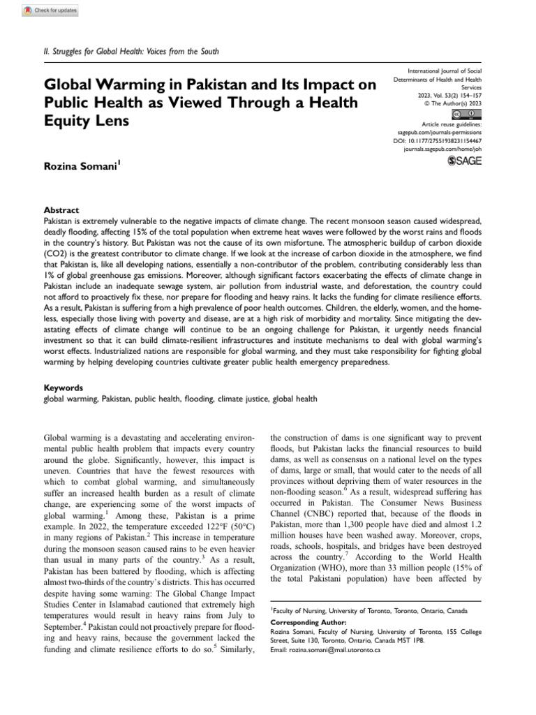 Somani 2023 Global Warming in Pakistan and Its Impact On Public Health ...