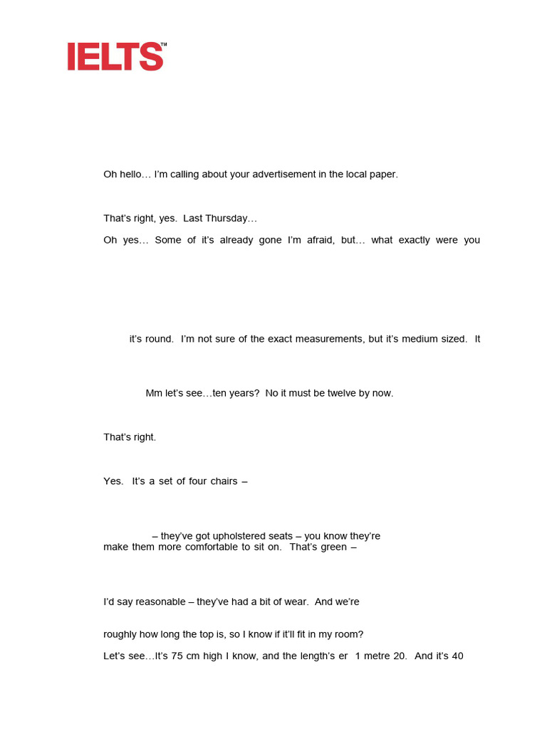 Ielts Listening Computer Delivered Note Completion Transcript Answer ...