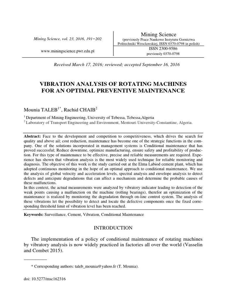 Vibration Analysis of Rotating Machines | PDF