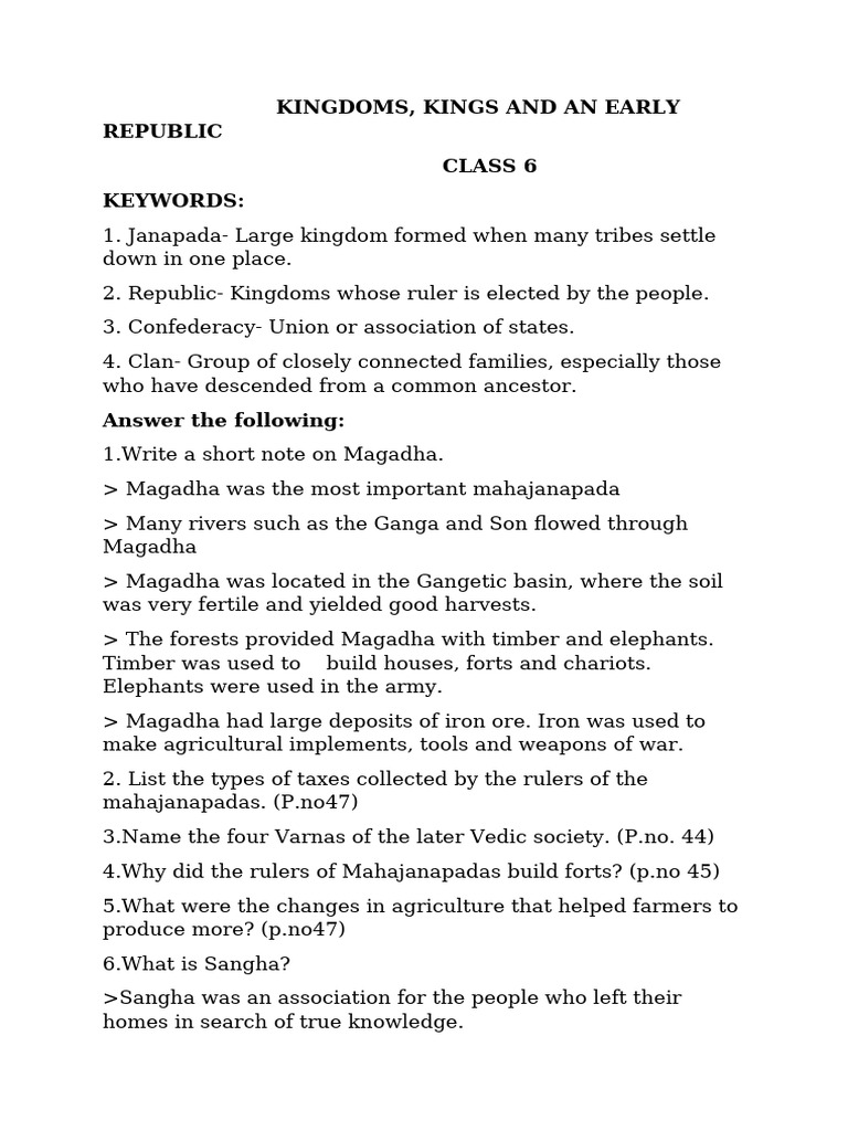 Kingdoms, Kings and An Early Republic Notes | PDF