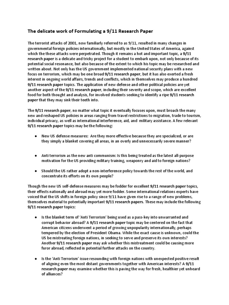 Terrorism in america research paper