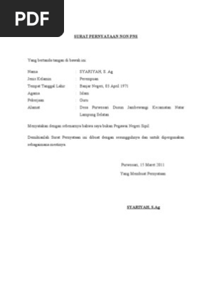 Surat Pernyataan Non Pns Pdf