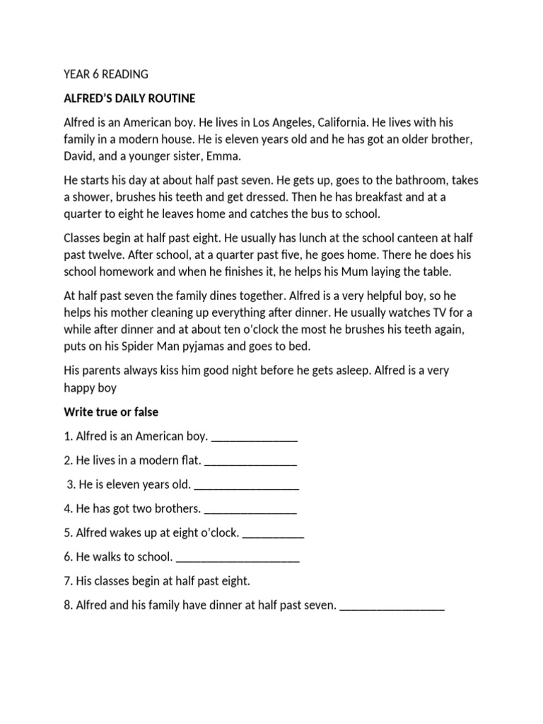 Year 6 reading pdf