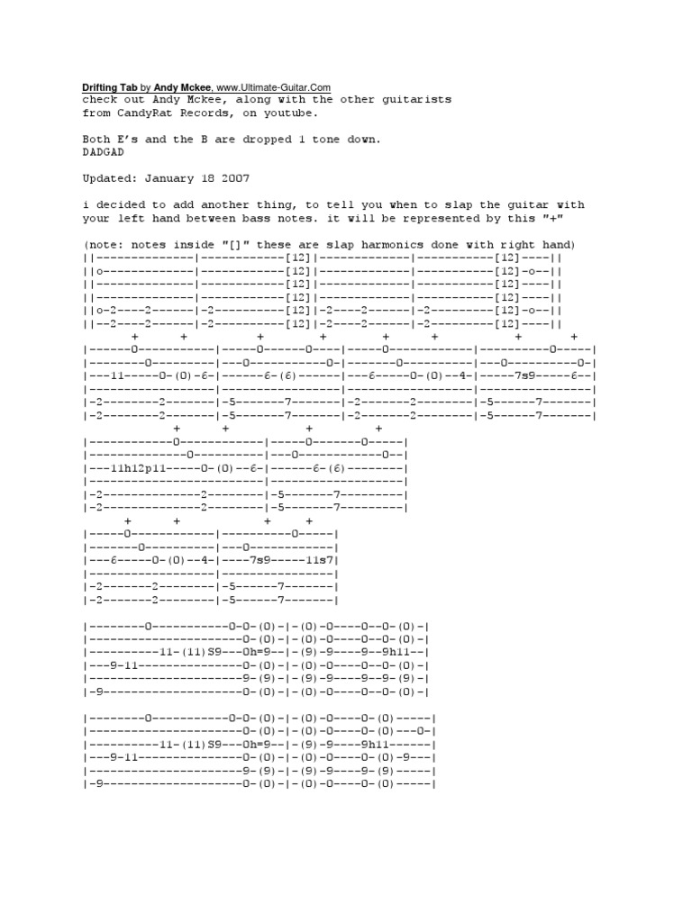 Andy McKee's Drifting Guitar Tab | PDF