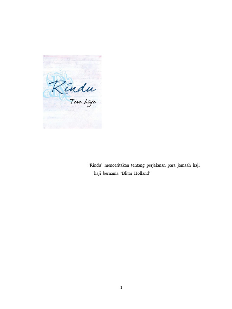 Novel Rindu oleh Tere Liye: Sinopsis | PDF | Languages | Foreign ...
