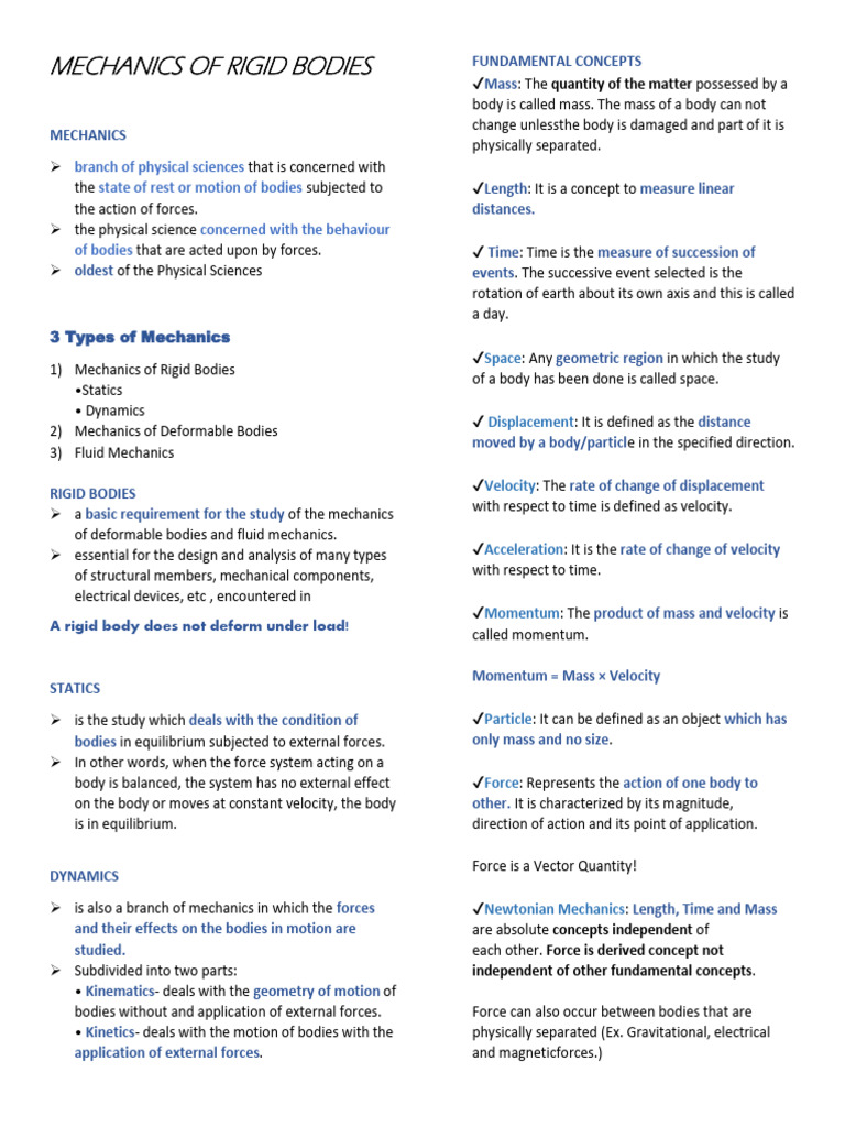 Mechanics of Rigid Bodies | PDF