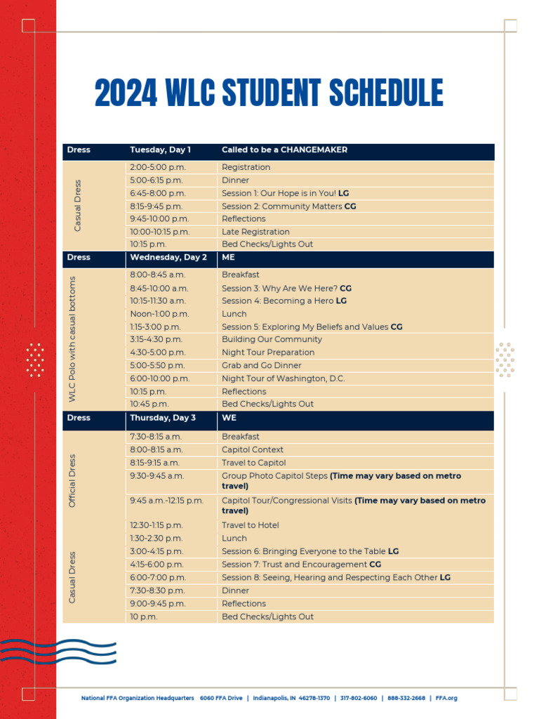 2024 WLC Student Schedule Overview | PDF