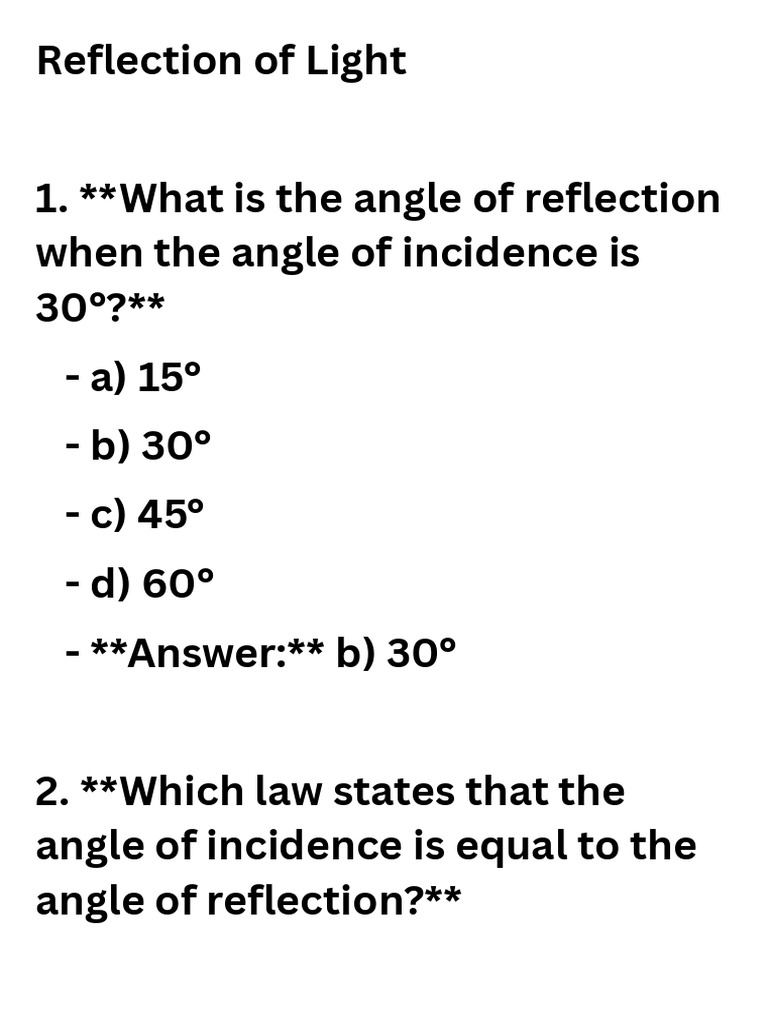 Reflection of light pdf