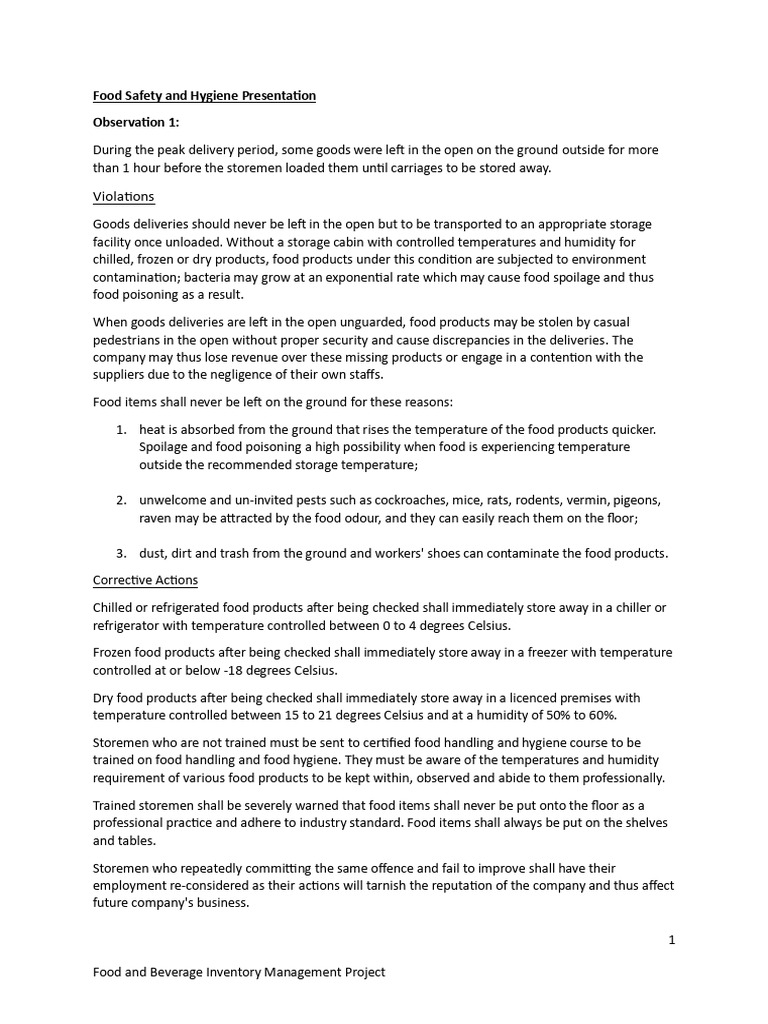 Food And Beverage Inventory Management Pdf