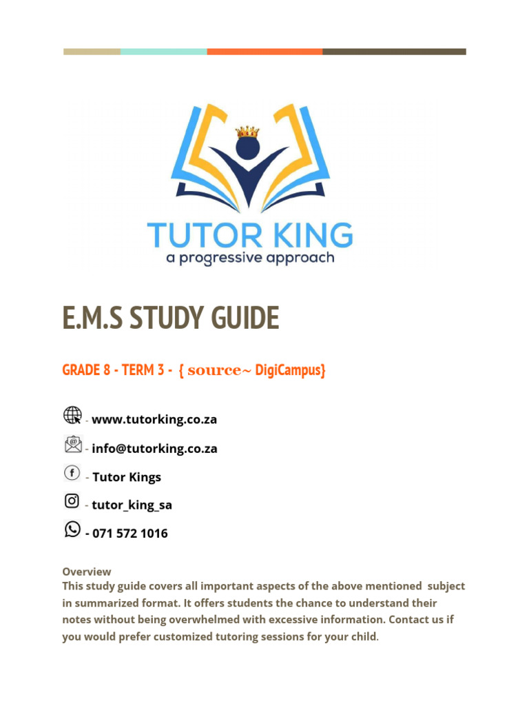 Gr 8 Term 3 E M S Study Guide Pdf