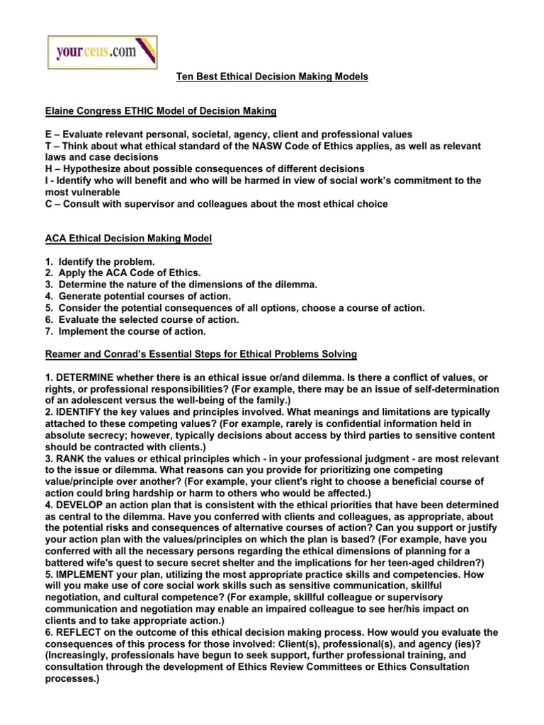 Models of Decision Making 2 | PDF