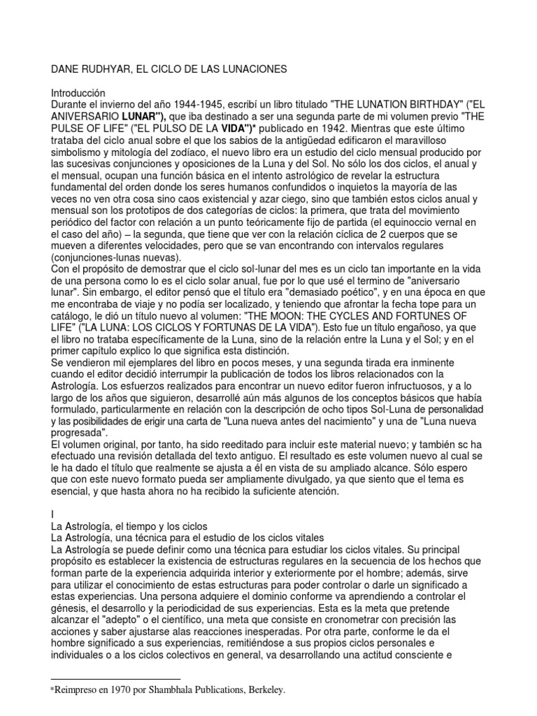 Ciclo de Lunaciones según Dane Rudhyar | PDF | Luna | Dom