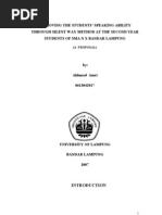 Improving The Students Speaking Ablility Ari Proposal Fluency Speech