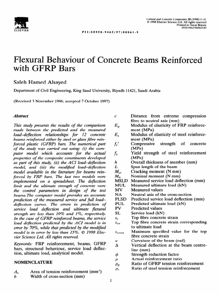 Flexural Behaviour of Concrete Beams Reinforced With GFRP Bars | PDF