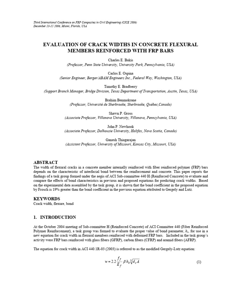 Evaluation of Crack Width in Concrete Flexural Members Reinforced With ...