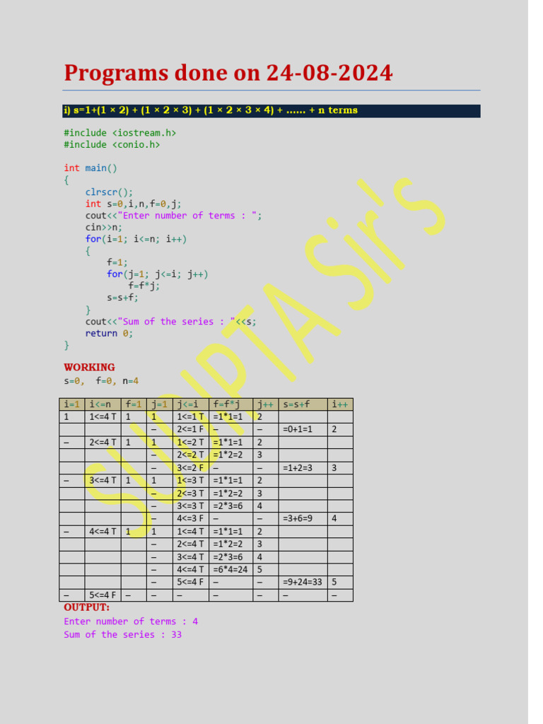 Programs Done On 24-08-2024 | PDF