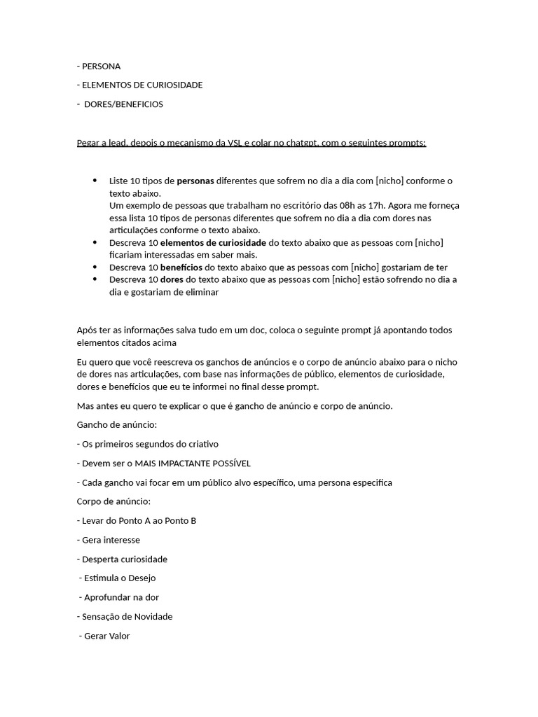Usando o chatgpt para criar ads com base em persona elementos de