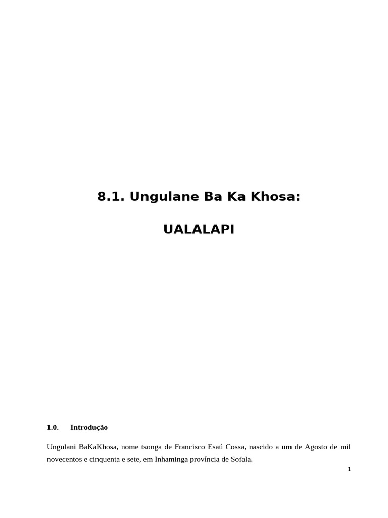 1 - UALALAPI - Ungulane Ba Ka Khosa | PDF