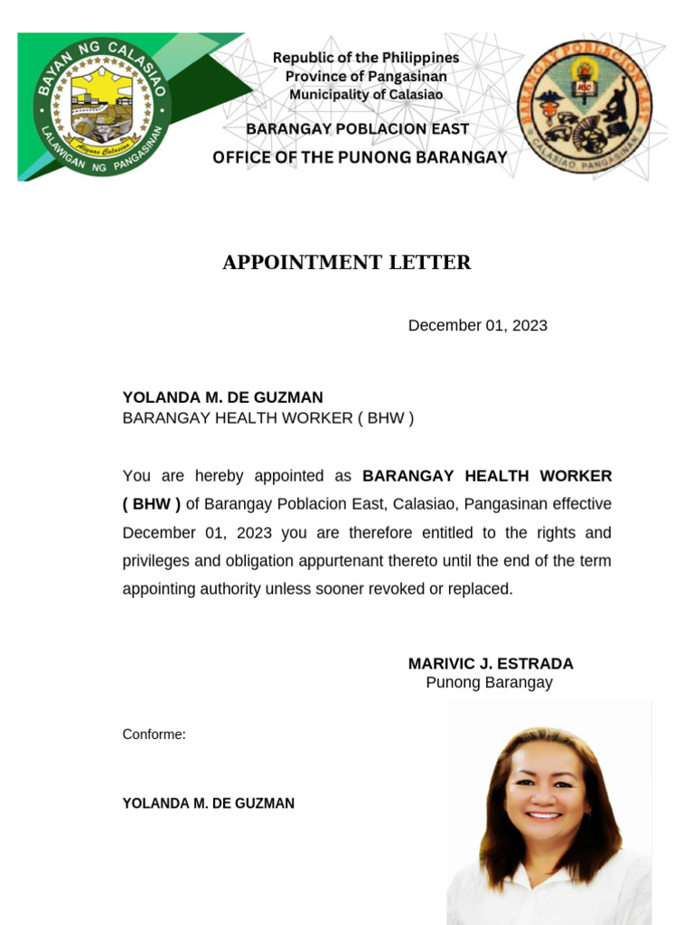 Appointment Letter Bhw New Logo | PDF